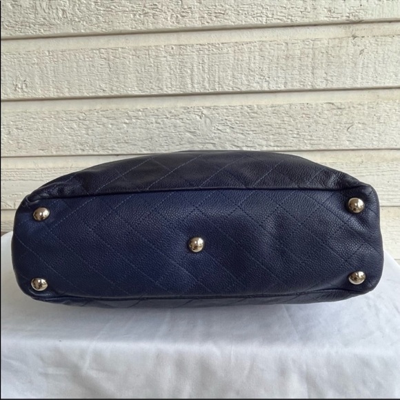 🚫SOLD🚫CHANEL Caviar Jumbo Quilted Blue Chain Monogram Tote Hobo Crossbody Bag - Picture 10 of 12